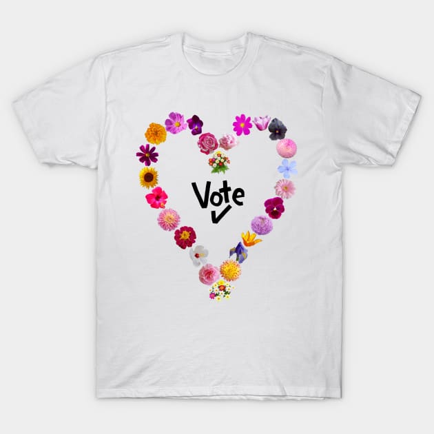 Floral Heart Vote T-Shirt by ellenhenryart